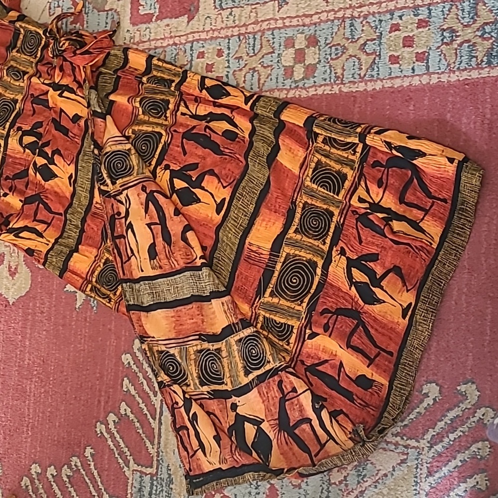 VINTAGE TRIBAL PRINT WRAP DRESS - Picture 4 of 6